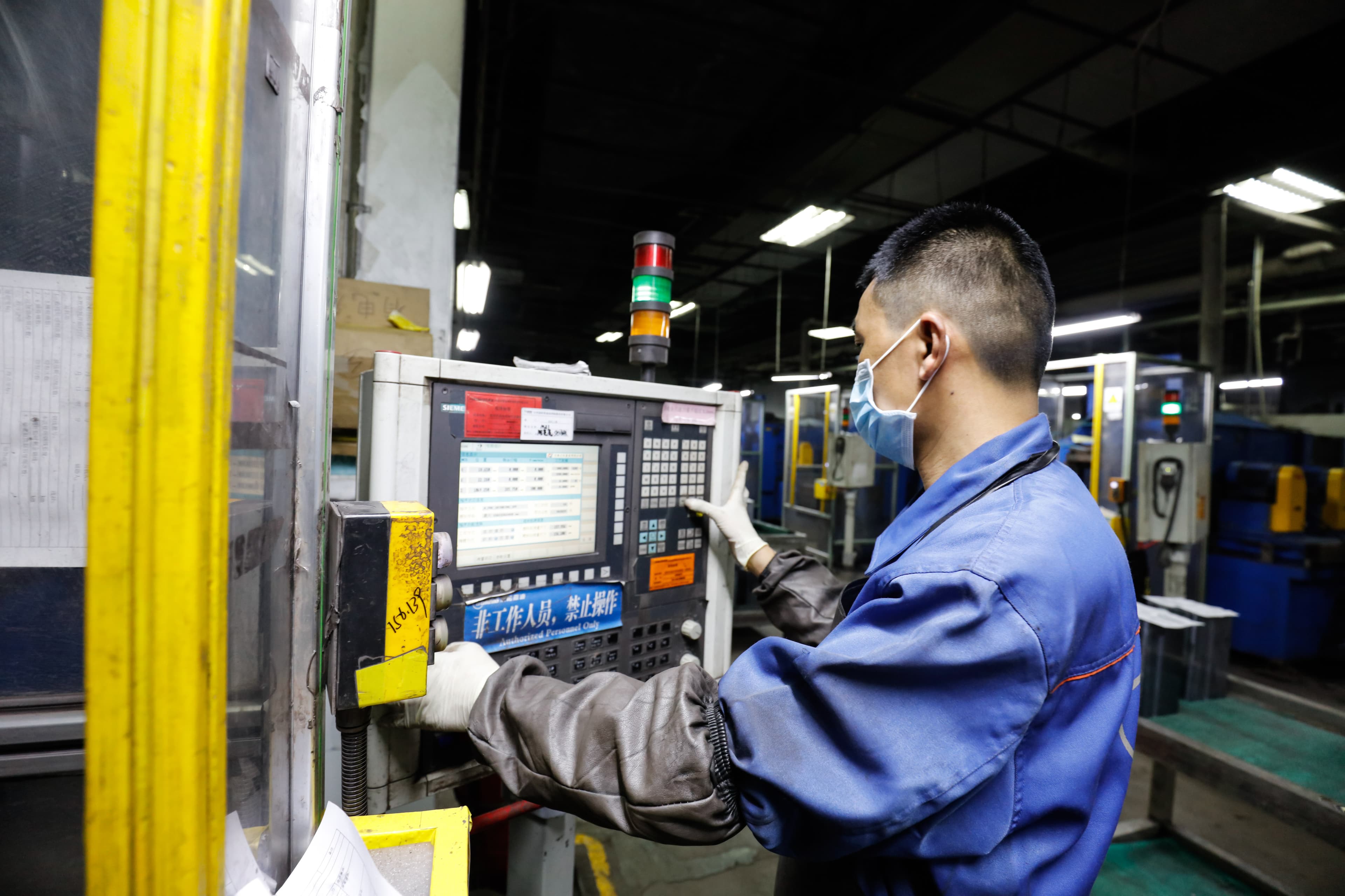 CNC control panel in a Chinese factory during procurement review